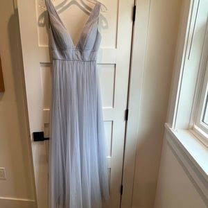 BHLDN Ice blue tulle floor length bridesmaids dress